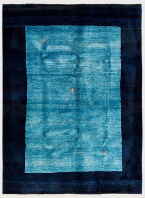 Gabbé-Teppich Persien. Wolle auf Wolle. Hellblaues, abraschi…