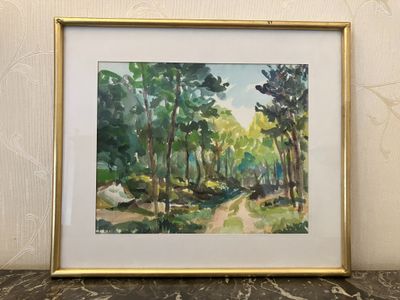 Ecole française du XXe siècle Chemin en sous bois