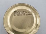 a gold plate with a message on it that says get food only