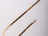 a pair of gold - plated metal collars with a long metal chain