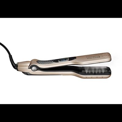 a close up of a hair straightener on a white background