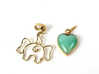 Ensemble de breloques plaquées or en forme d'éléphant et de cœur