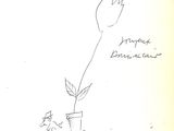 dessin représentant une plante en pot, avec une fourchette et un couteau
