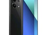 the back and side view of a black smartphone with a glass screen