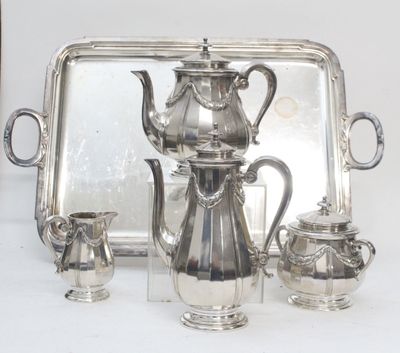 GALLIA ? 4 Pièces de service en métal argenté à pans coupés …