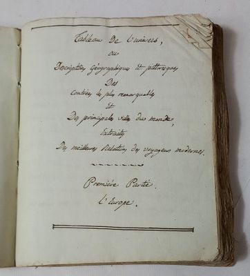 [MANUSCRIT] Tableau de l'univers ou descriptions géographiqu…