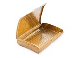 gold metal box on a white background with a white background