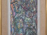 painting of a group of people in a group of different colors