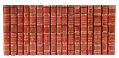 a row of red books sitting on top of each other