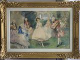 un tableau représentant un groupe de personnes en train de danser dans un parc