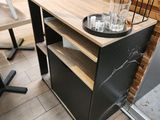 a table with a tray of glasses on top of it