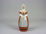 une figurine représentant une femme en robe et avec un chapeau