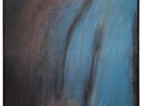 a painting of a blue and pink painting on a white wall