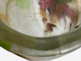 a close up of a glass jar with food inside of it