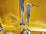 a yellow case with silverware in it and a fork and spoon