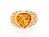 Bague en saphir jaune et diamant