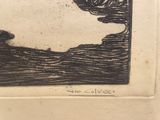 a black and white drawing of a boat on the water