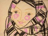 dessin représentant une femme portant un foulard sur la tête