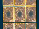 six square paintings of a spiral design on a dark blue background