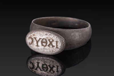 Bague Byzantine EN Argent Portant L'Inscription "ΙΧΘΥϹ