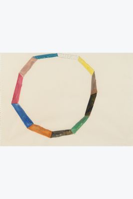 an image of a drawing of a circle made out of colored pencils
