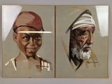 two paintings of a man with a beard and a man with a hat