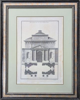 an old picture of a picture of a building in a frame