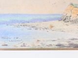 a picture of a picture of a painting of a beach