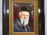 painting of an old man with a pipe in his mouth