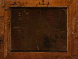 painting of an old wooden frame with rusted paint on it