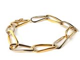 gold plated chain bracelet with oval links on a white background