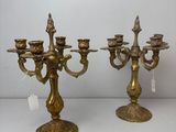 paire de candélabres anciens en laiton