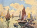 many boats that are on the water near the shore