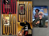 four movie covers of a series of movies on a gray surface