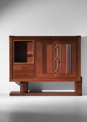 an image of a wooden cabinet with a glass door