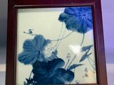 a picture of a picture of blue flowers in a picture frame