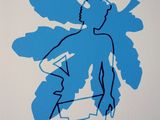 tableau représentant un homme tenant un couteau dans sa main droite