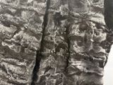grey faux fur jacket with a hood and fur lining