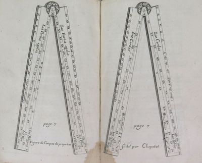 an old book with a drawing of a ruler and a ruler on top of it