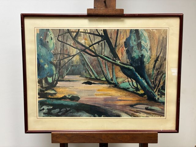 Edouard DEBOURG (1880-1939) « La Gargilesse en crue ». Aquarelle....