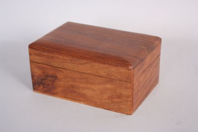 small wooden box with a lid on a white background
