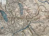 an old map of a country with a river running through it