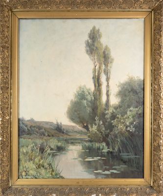 Armand Auguste BALOUZET (1858-1905), "Paysage au bord de riv…