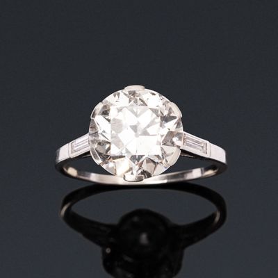 Bague solitaire en platine (850e), ornée d’un diamant demi-t… - Photo 1