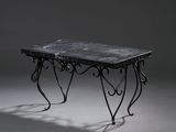 an image of a table with a marble top on a gray background