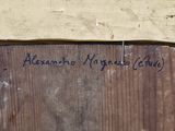 a close up of a piece of wood with writing on it