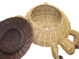 two wicker baskets with handles and handles on a white background