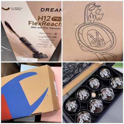 several pictures of a box of chocolates and a package of chocolates