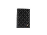 portefeuille à deux volets en cuir matelassé noir Chanel