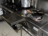 a stove top with pots and pans on it in a kitchen